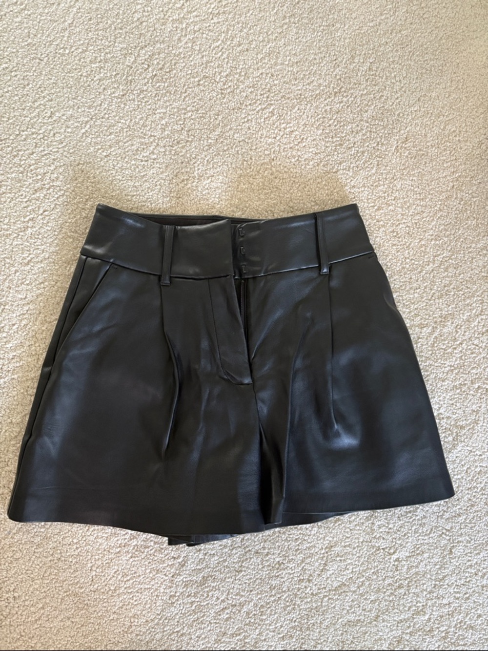 Express Black Faux Leather High-Waist Shorts